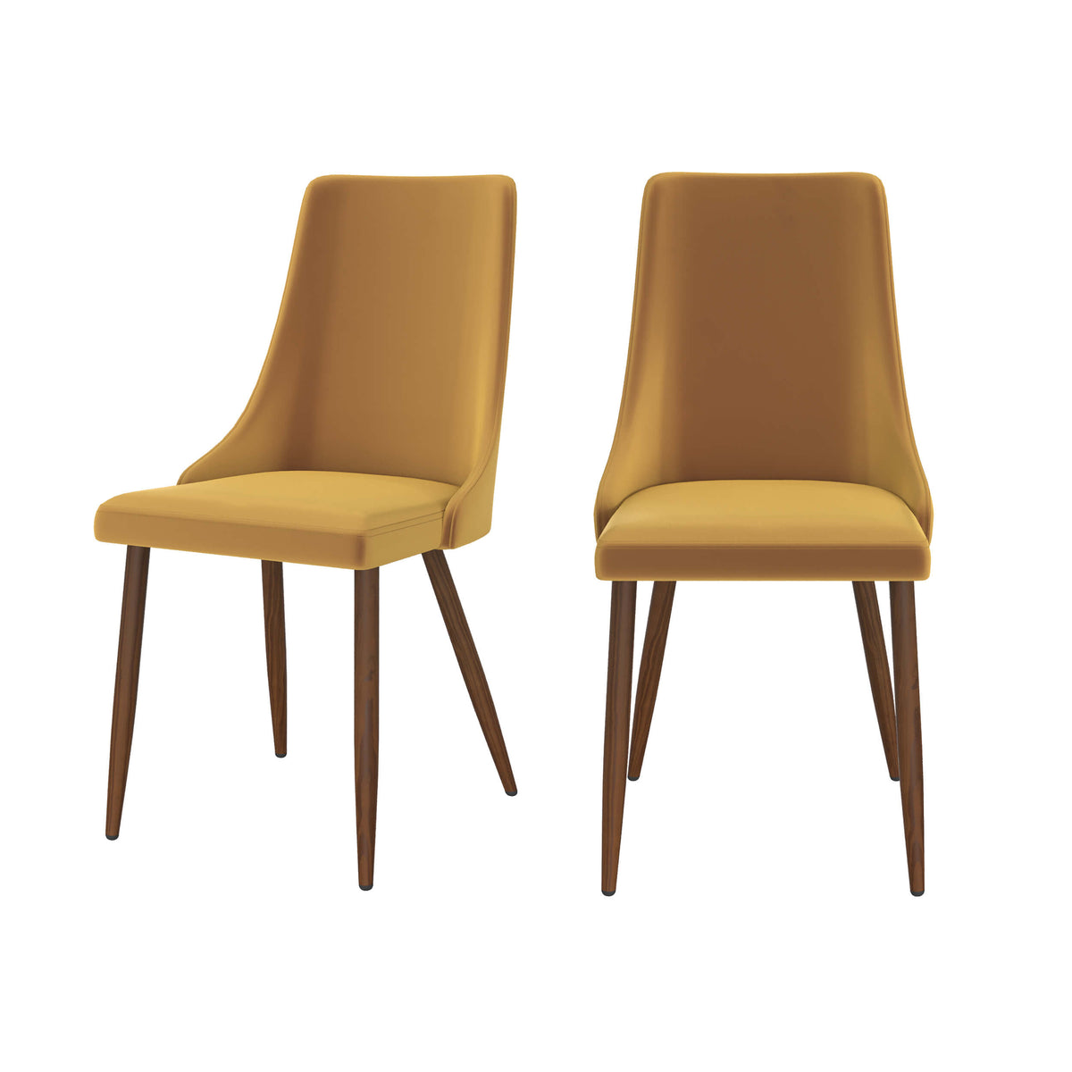 chaise vinni en velours jaune moutarde lot de 2
