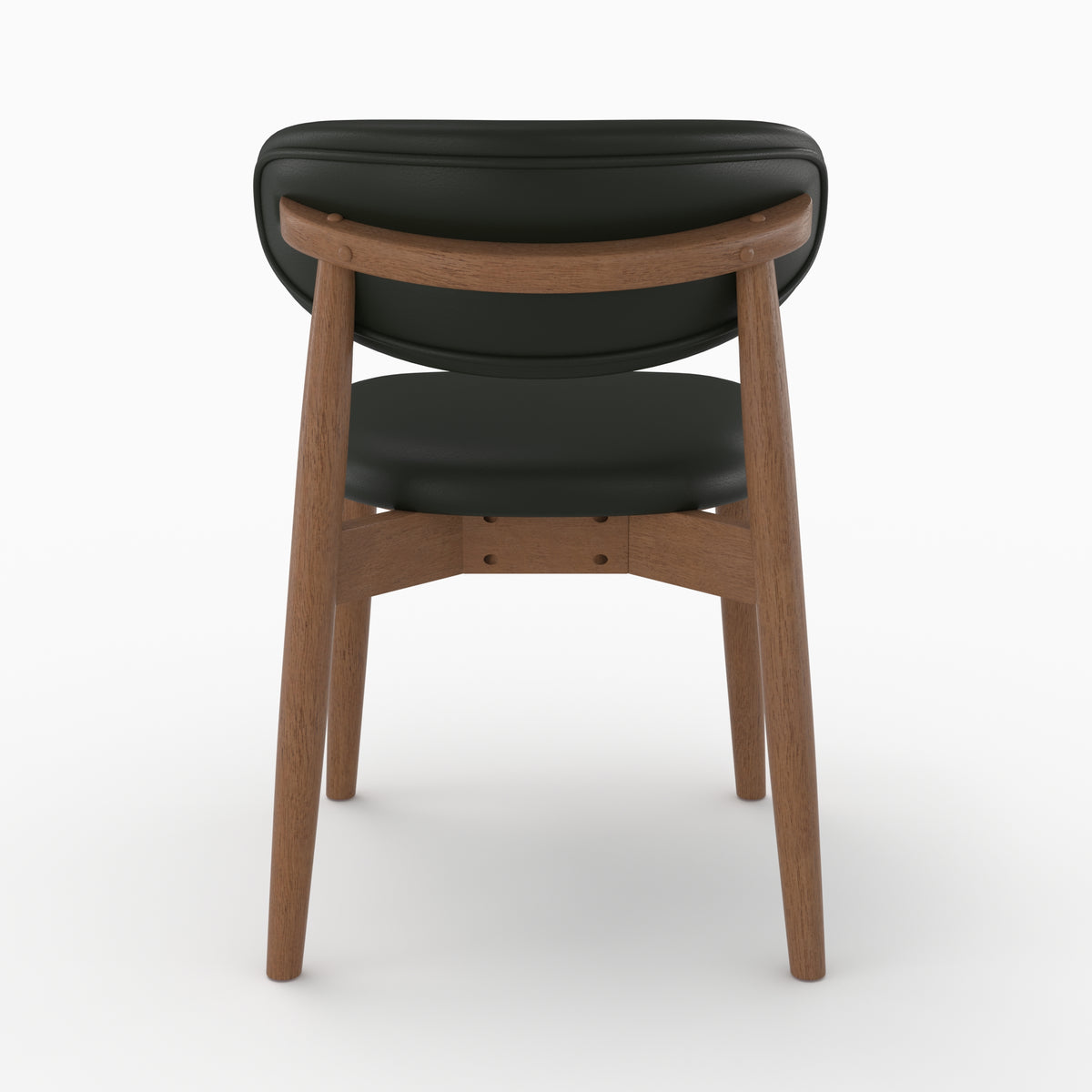 Chaise Yuna en cuir synthétique noir et bois foncé, vue de dos - Maison Pavane