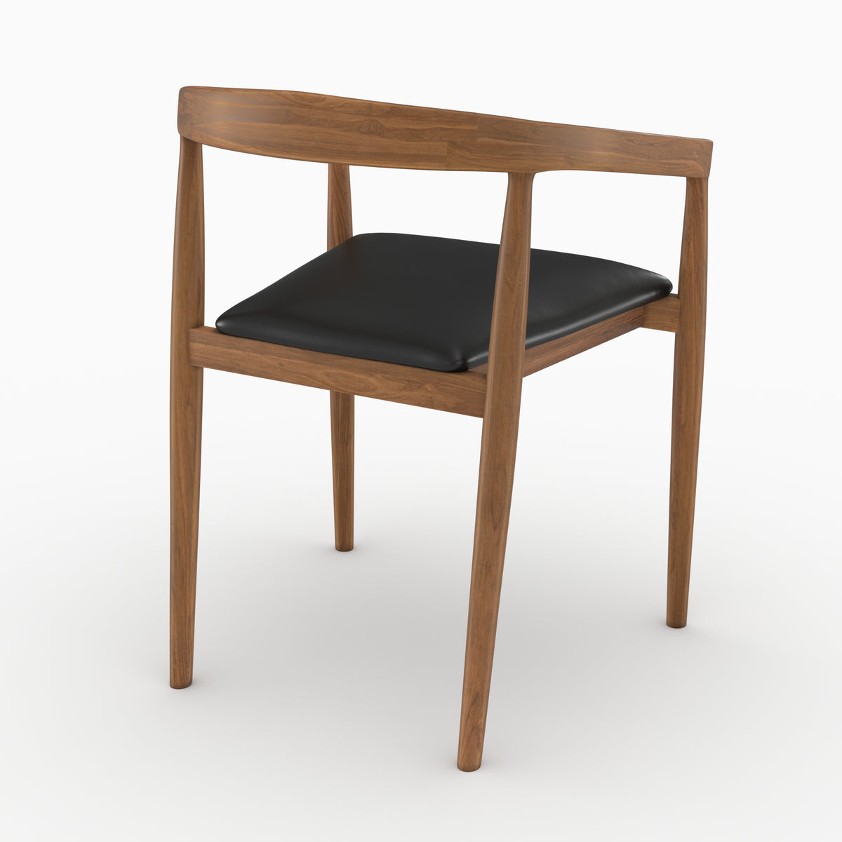 Chaises Bali cuir noir teck vernis par 2