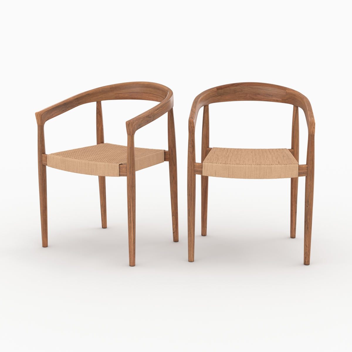 chaises bali en bois de teck et corde synthetique lot 2