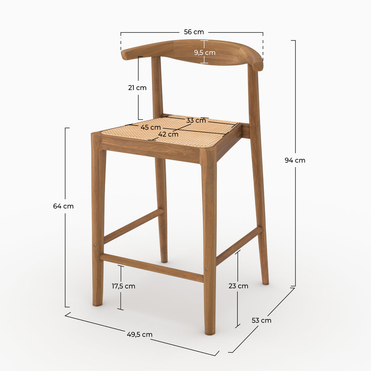 Chaises de bar bois et cannage repose-pieds – Maison Pavane