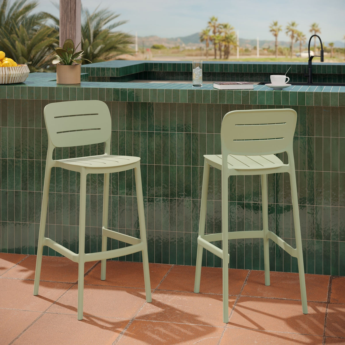 Chaises de jardin 75 cm métal vert pastel Lola