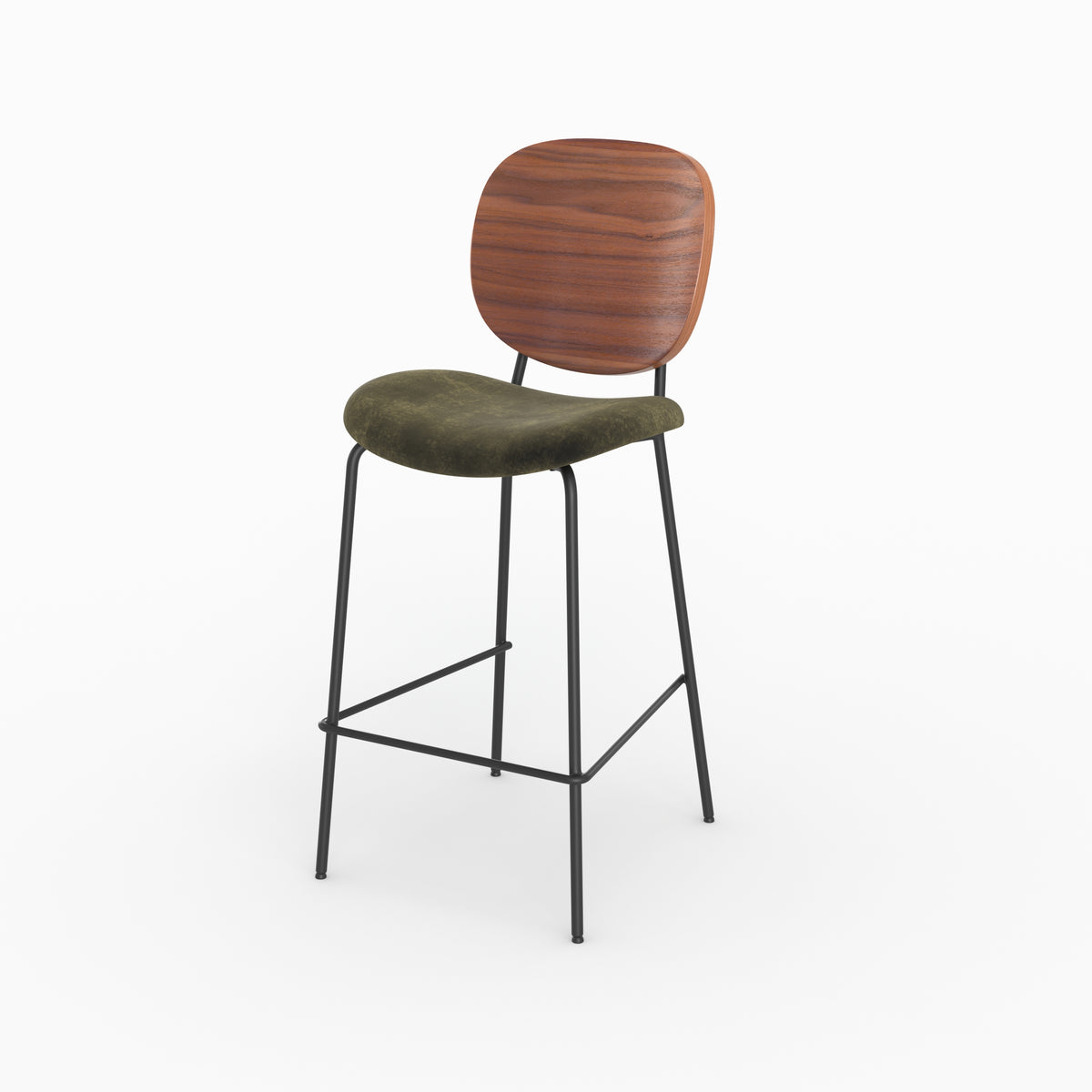 chaises hautes simone velours vert kaki ilot 65 5cm lot 2