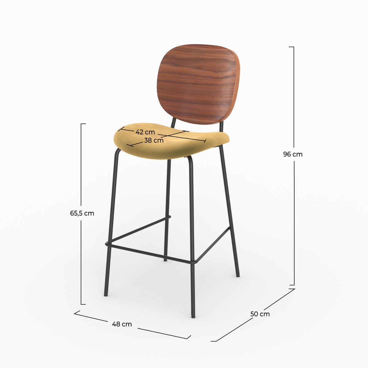 chaises ilot simone lot2 jaune velours 65 5cm