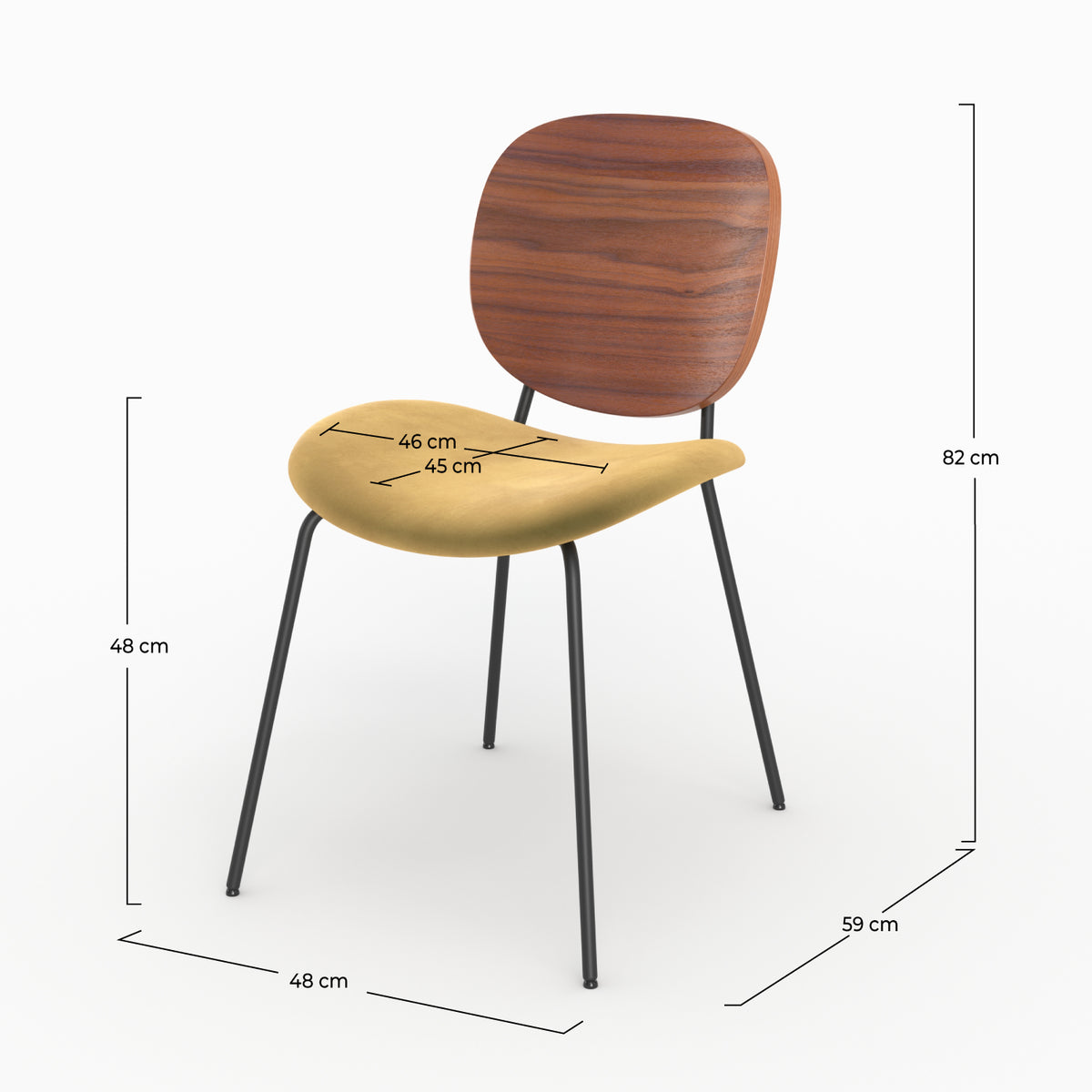 chaises velours bois jaune moutarde simone lot 2