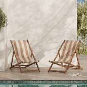 Chilienne de jardin bois et tissu rayé bohol beige et blanc