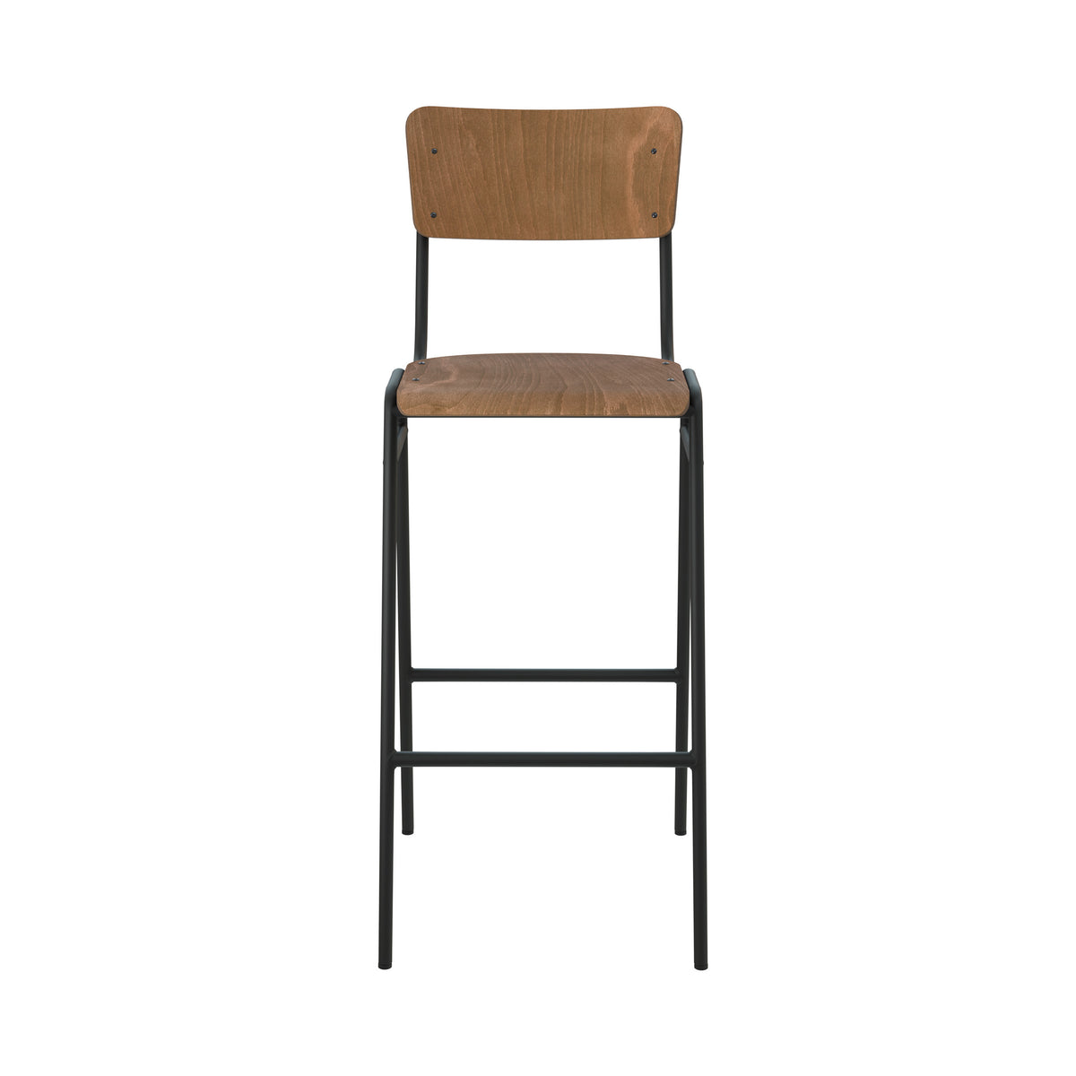 Clem chaise de bar écolier bois foncé pieds métal 75 cm – Maison Pavane