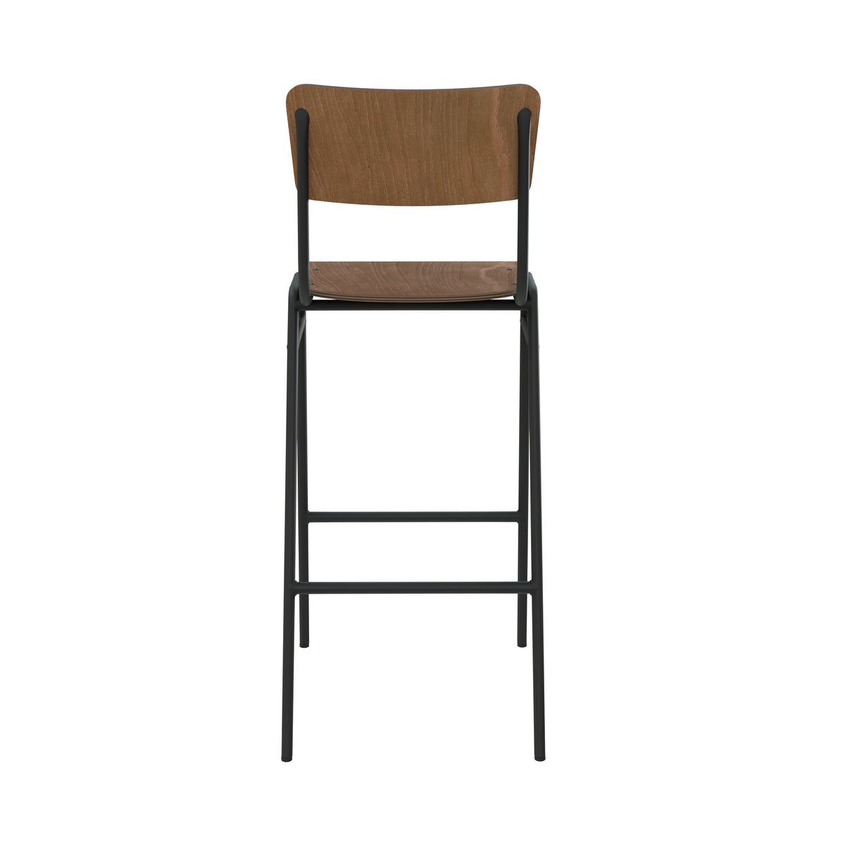 Clem chaise de bar écolier pieds métal bois foncé 75 cm – Maison Pavane