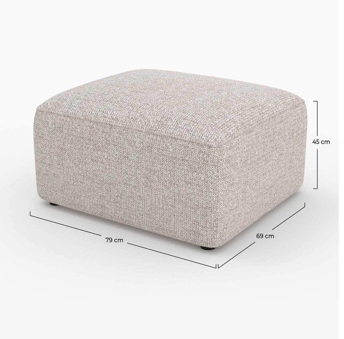 Cocooning pouf rectangulaire Hestia canapé modulable tissu beige
