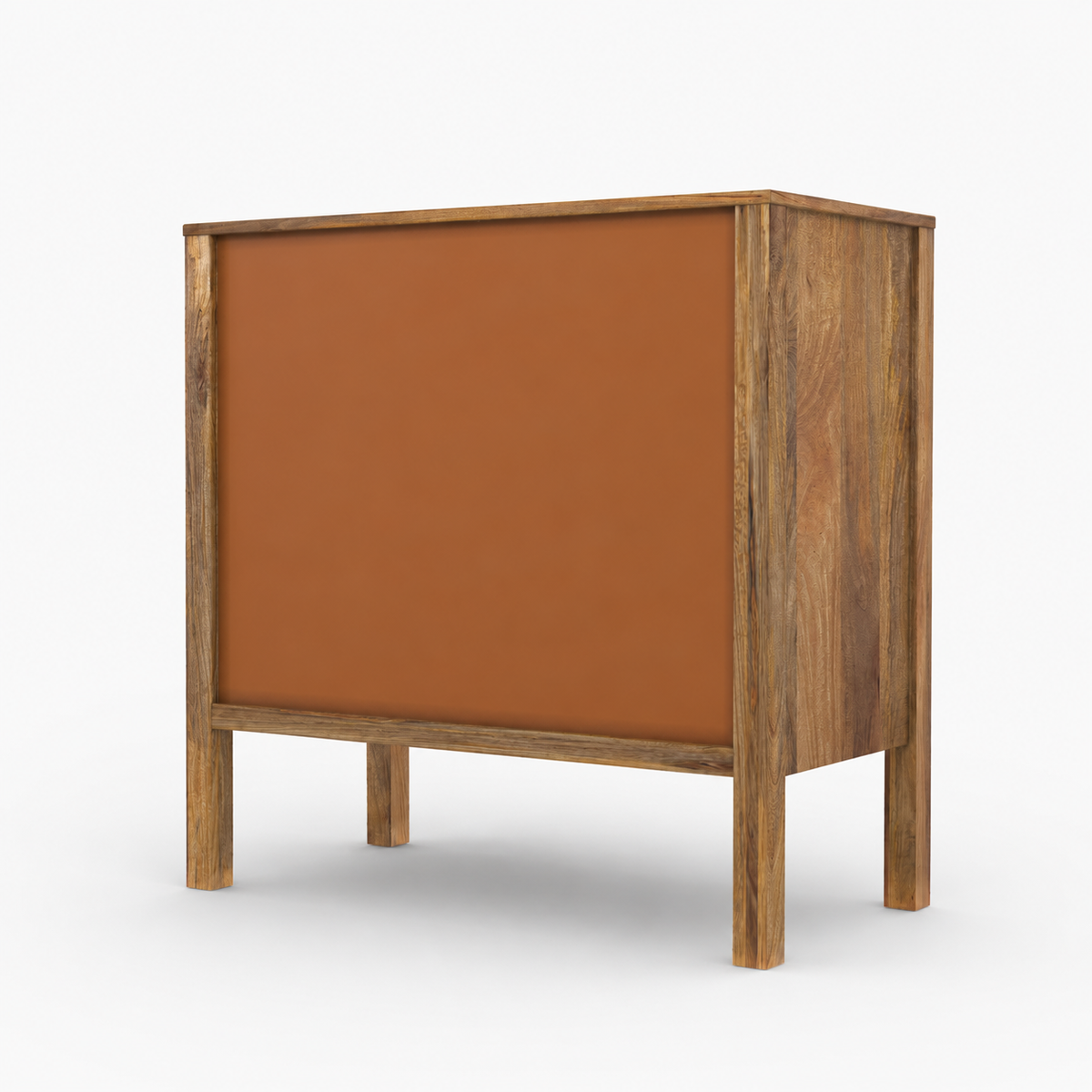 Commode cannage 3 tiroirs Tiki bois manguier vue arrière – Maison Pavane