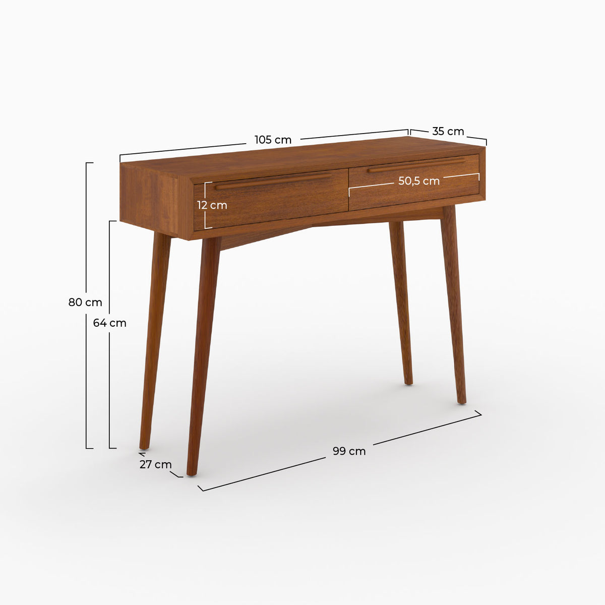 console 2 cassetti in teak massello waya rdv deco