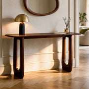 Dark brown solid mango wood console table 150 cm