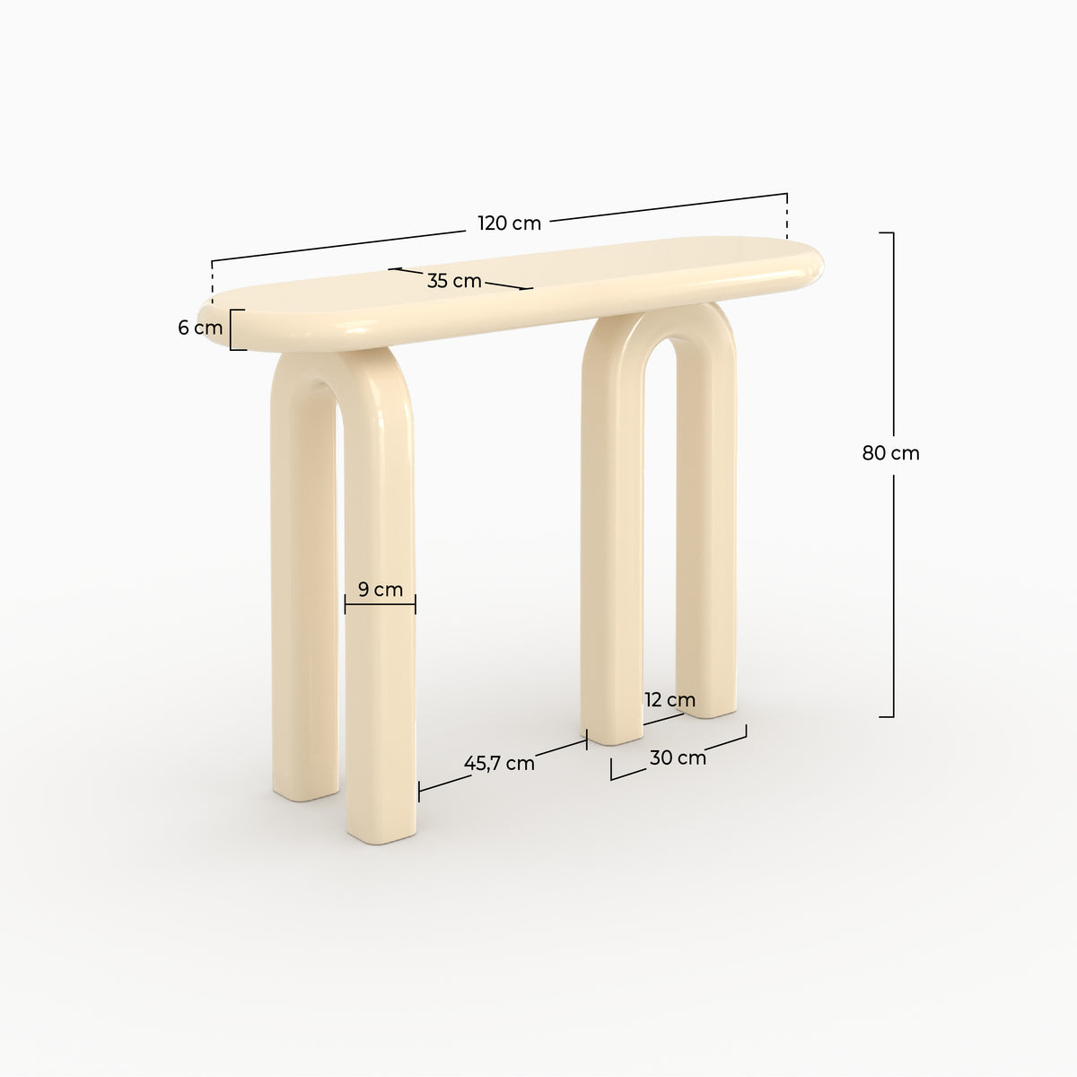 Console Opale laccata bianca in MDF, 120 cm