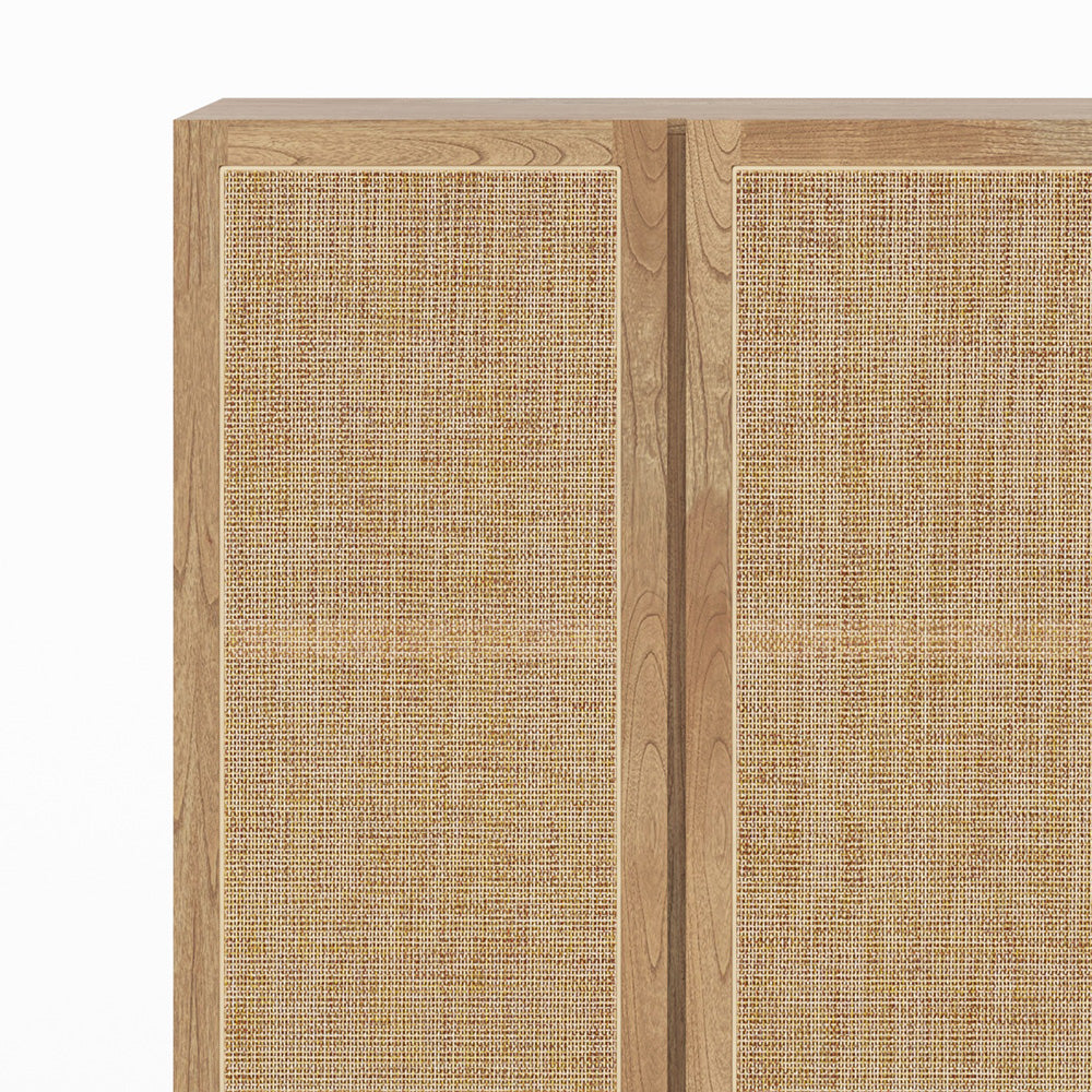 delya armoire en bois massif de mindi et rotin