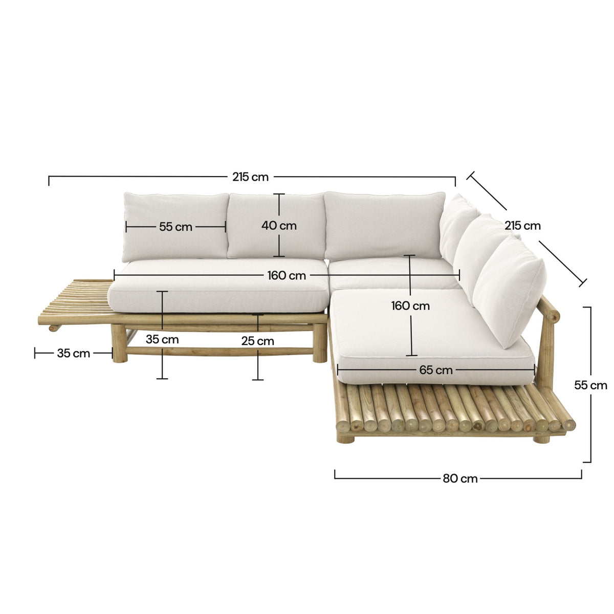 Dimension canapé d'angle de jardin Sunny – Maison Pavane