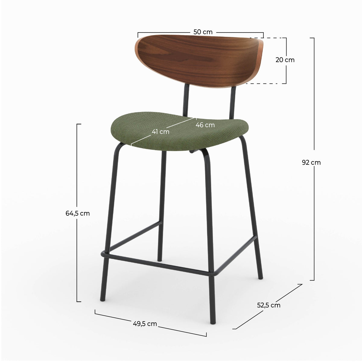 Dimension chaise îlot vert velours Jade – Maison Pavane