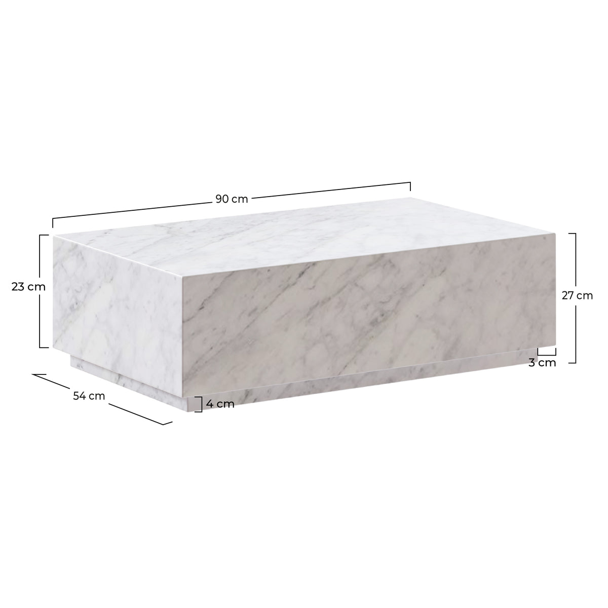Dimensions Izaé table basse marbre blanc – Maison Pavane