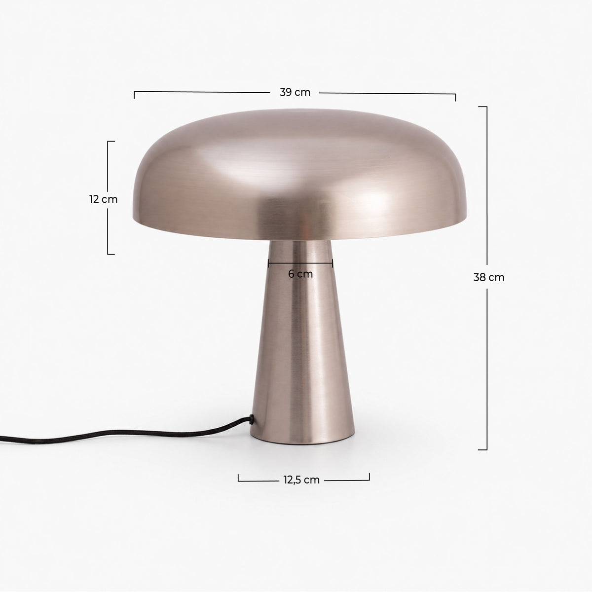 Dimensions lampe à poser Livia métal doré fil noir – Maison Pavane
