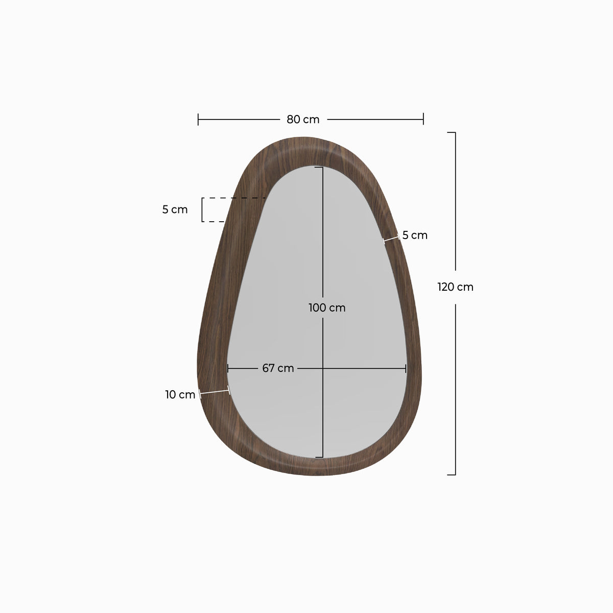 Dimensions miroir ovale Yoko noyer 80x120 – Maison Pavane