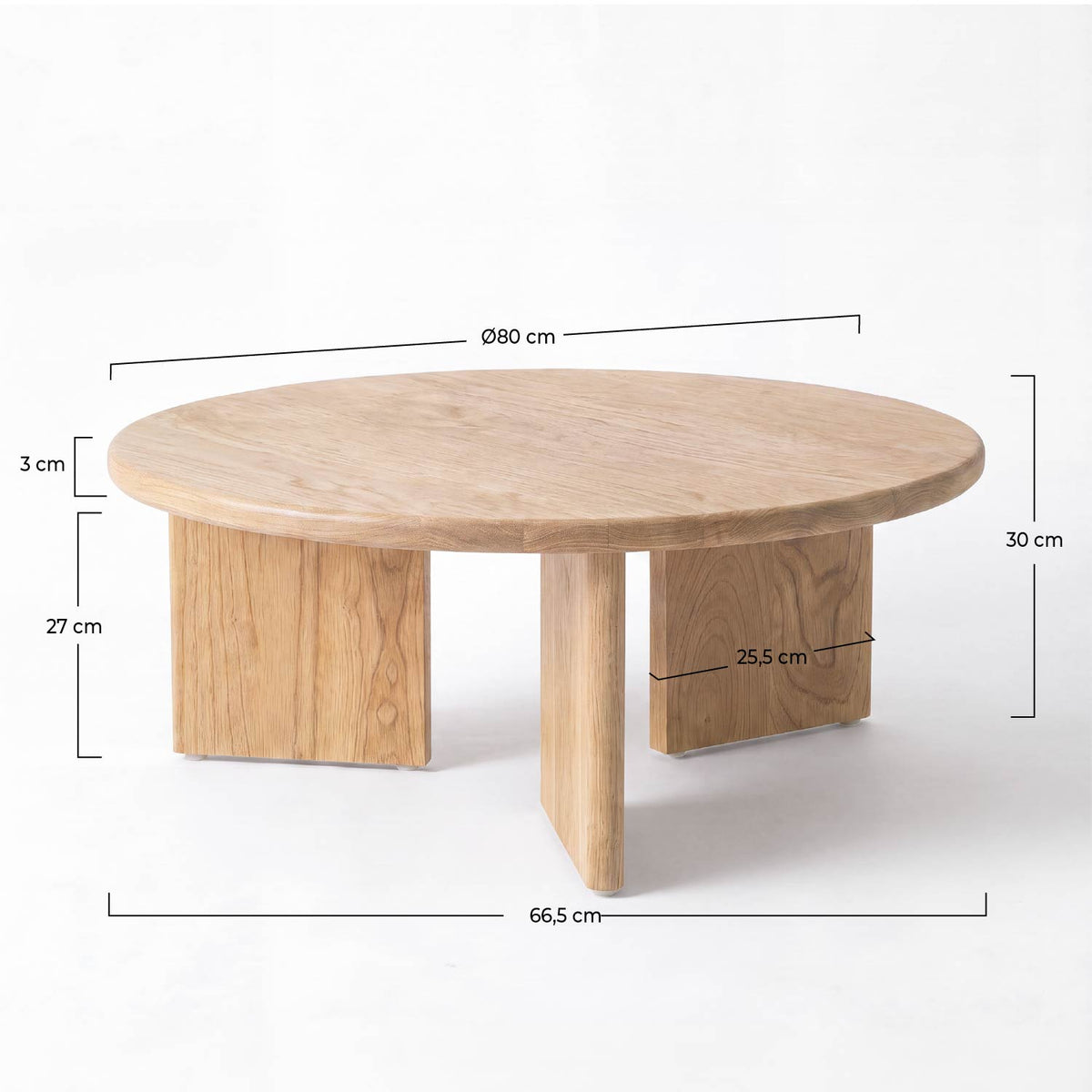 Dimensions table basse ronde Galia bois mindi schéma – Maison Pavane