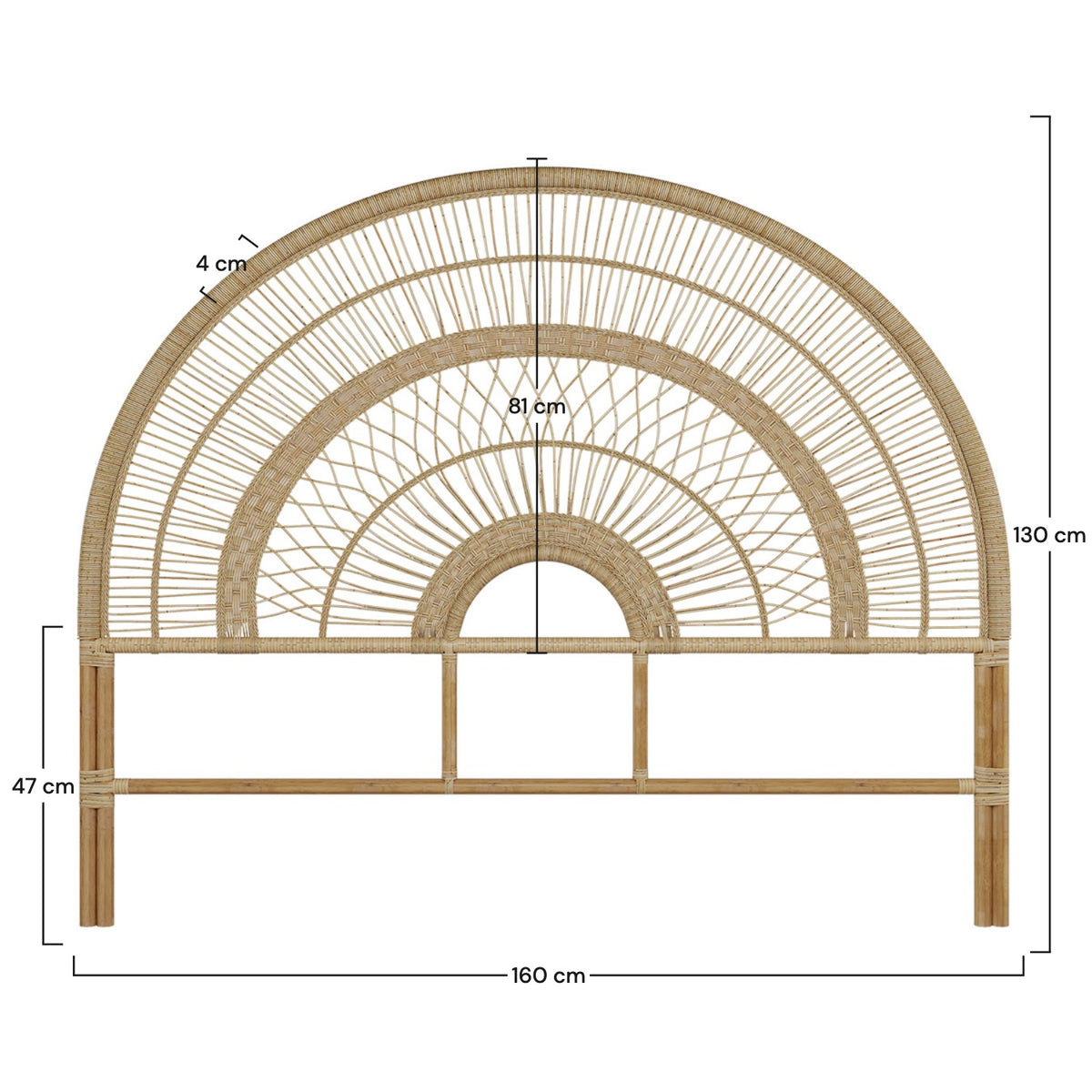 Testiera Asteria in rattan 160 cm