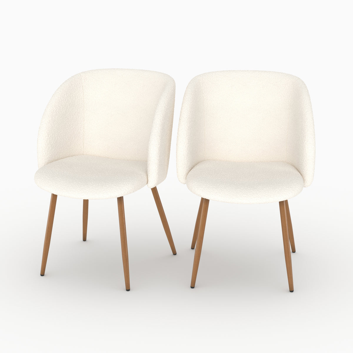 Duo chaises Swan tissu bouclé beige