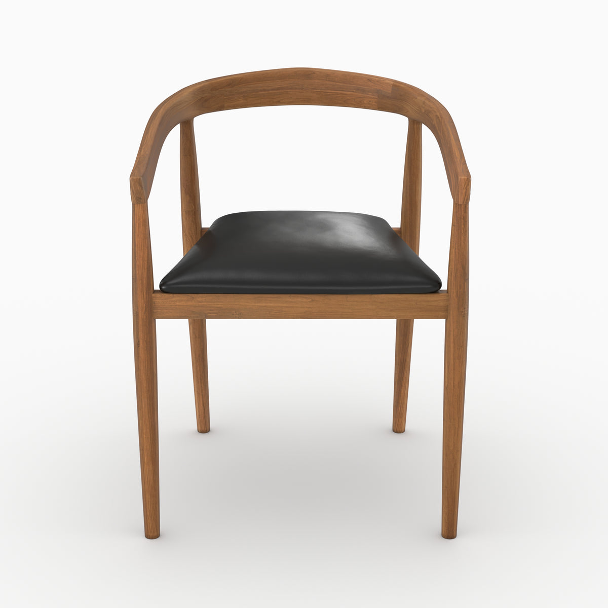 Duo chaises teck Bali assise cuir noir