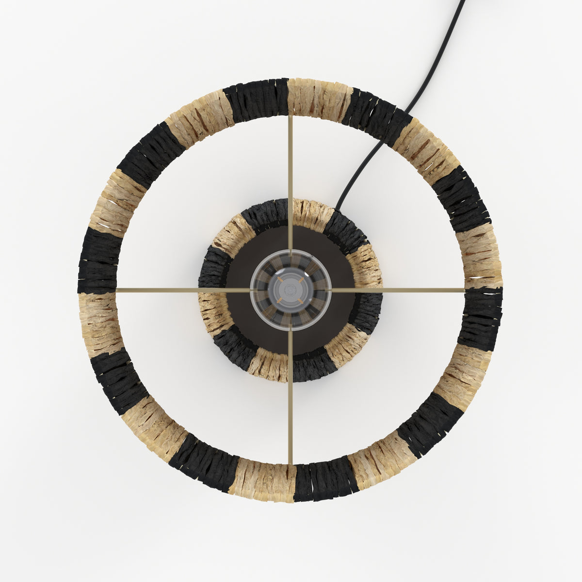 eclairage boheme lampe solea rayee noire palmier