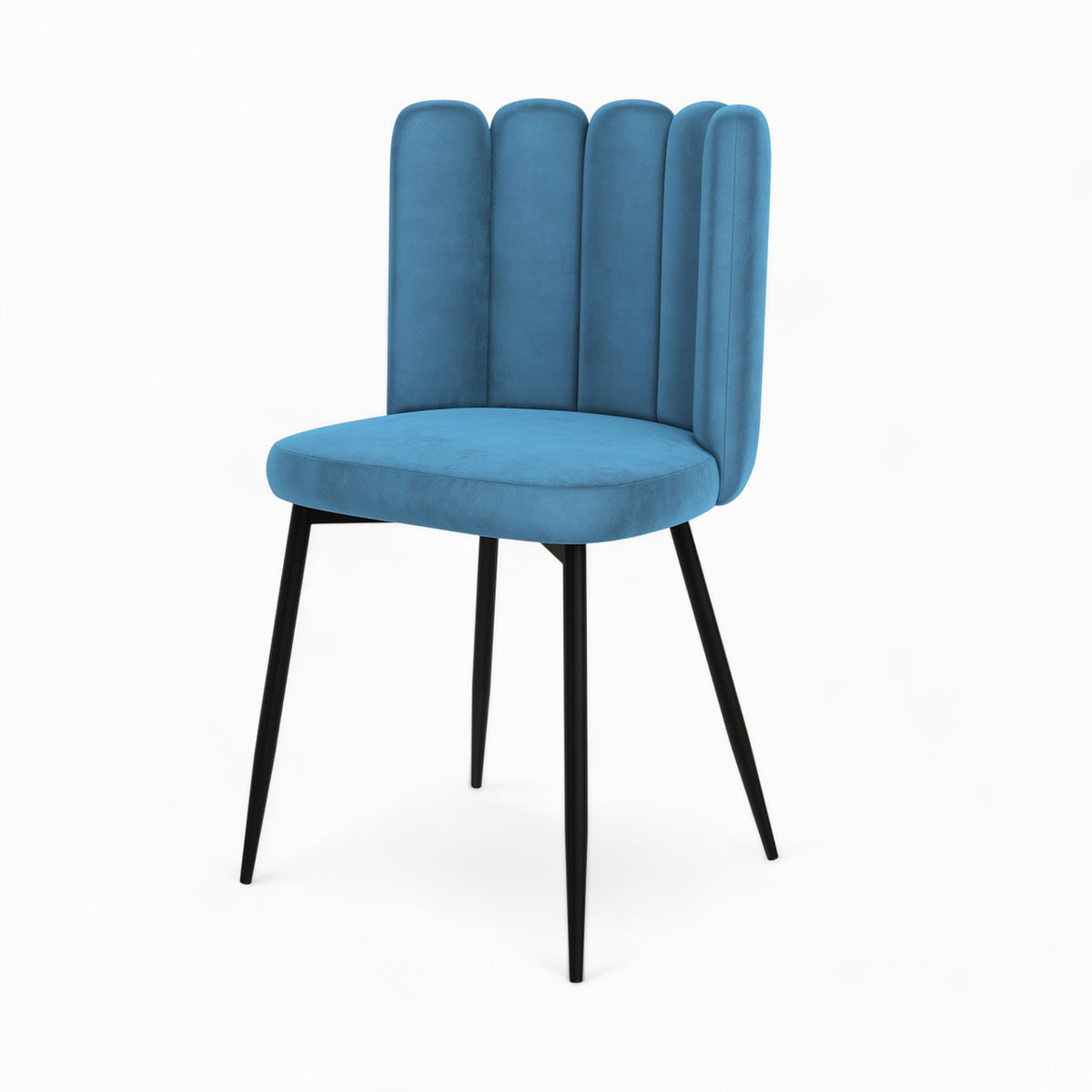 ensemble 4 chaises rosy en velours bleu et jaune