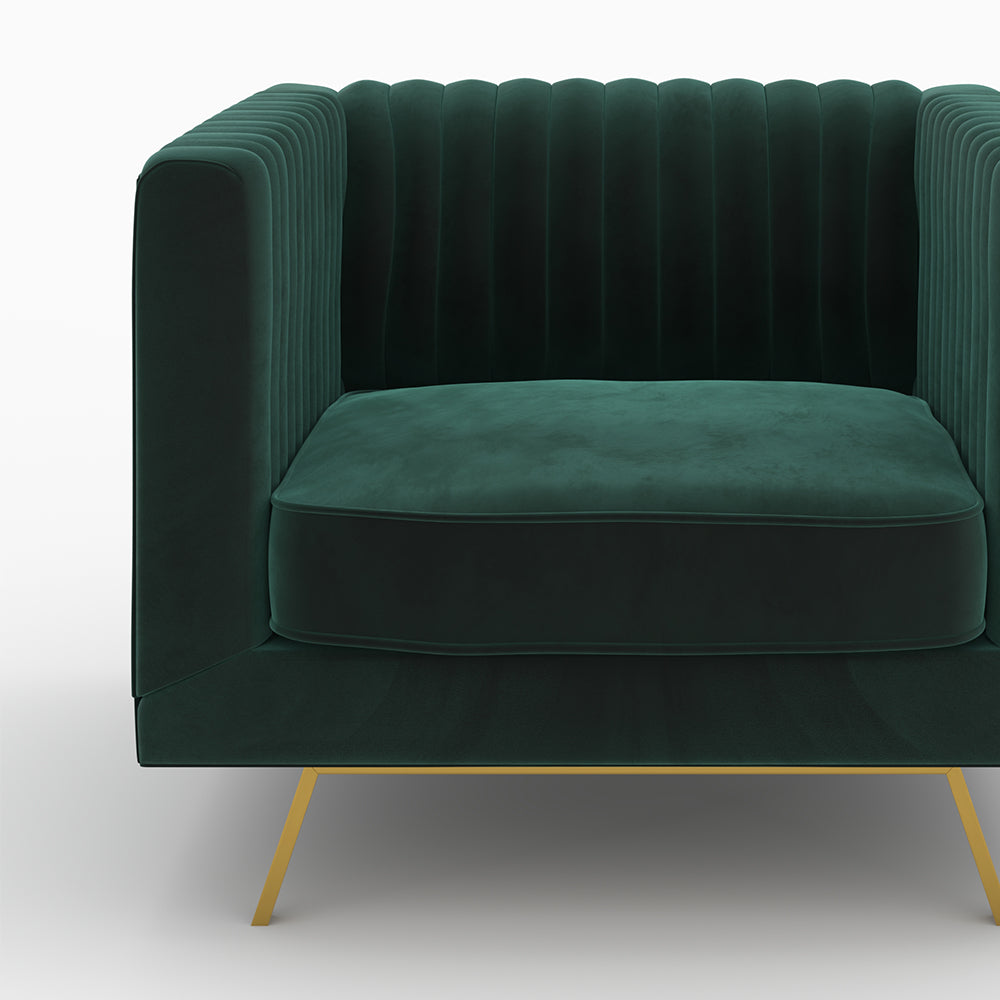 set divano e poltrona gatsby in velluto verde 3 posti rdv deco