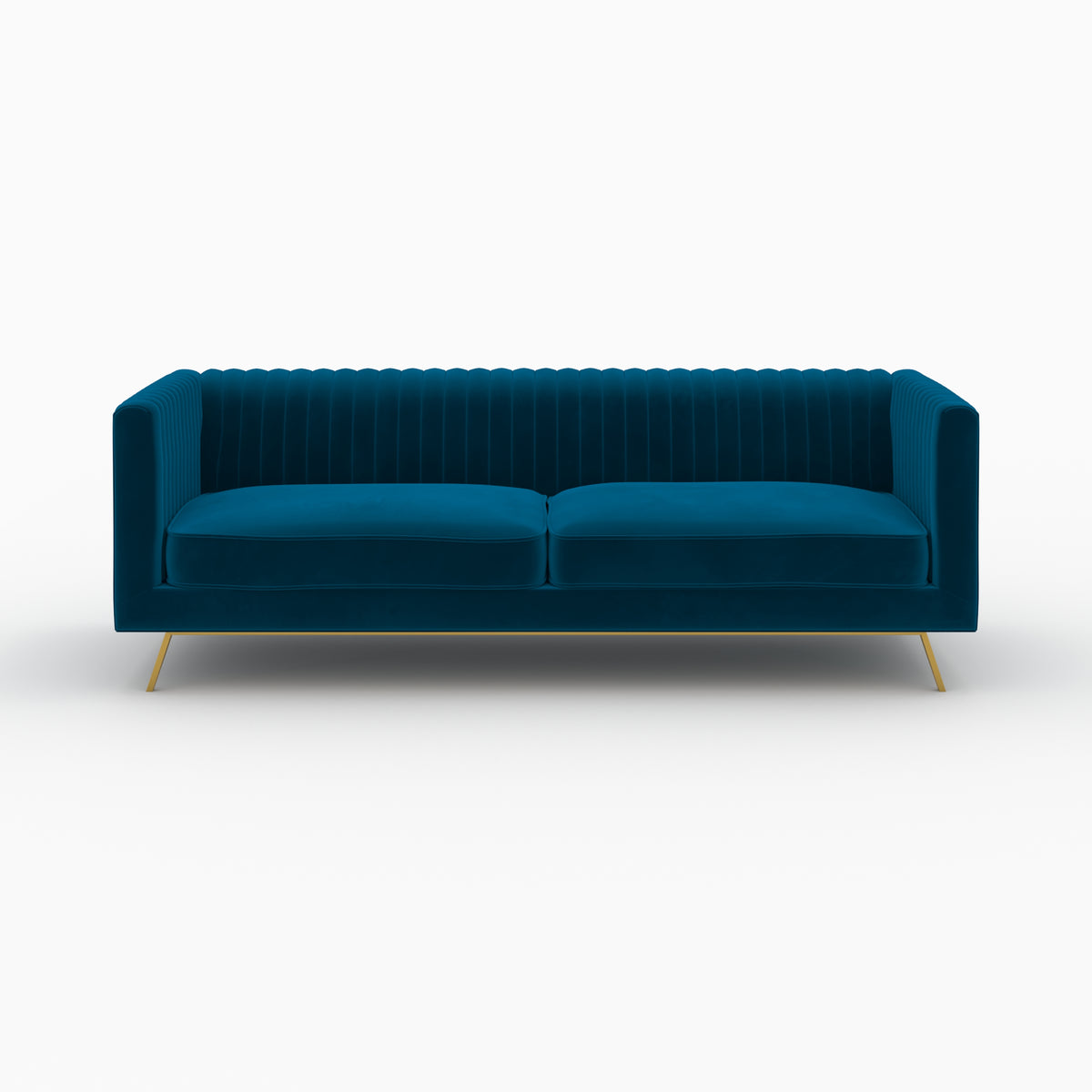 ensemble canape fauteuil gatsby velours bleu fonce pieds dores