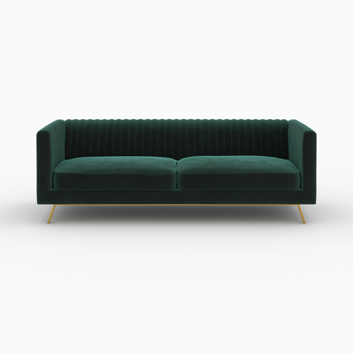ensemble canape gatsby velours vert sapin pieds dores