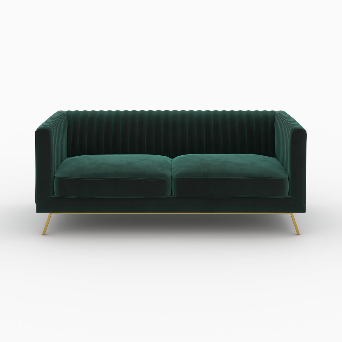 ensemble canape velours vert pieds dores
