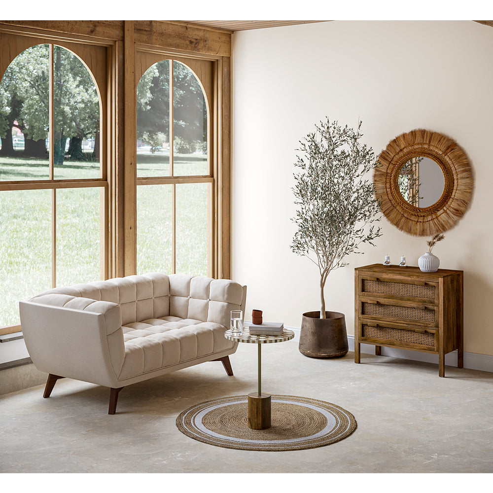 set di divani in velluto beige per 5 persone