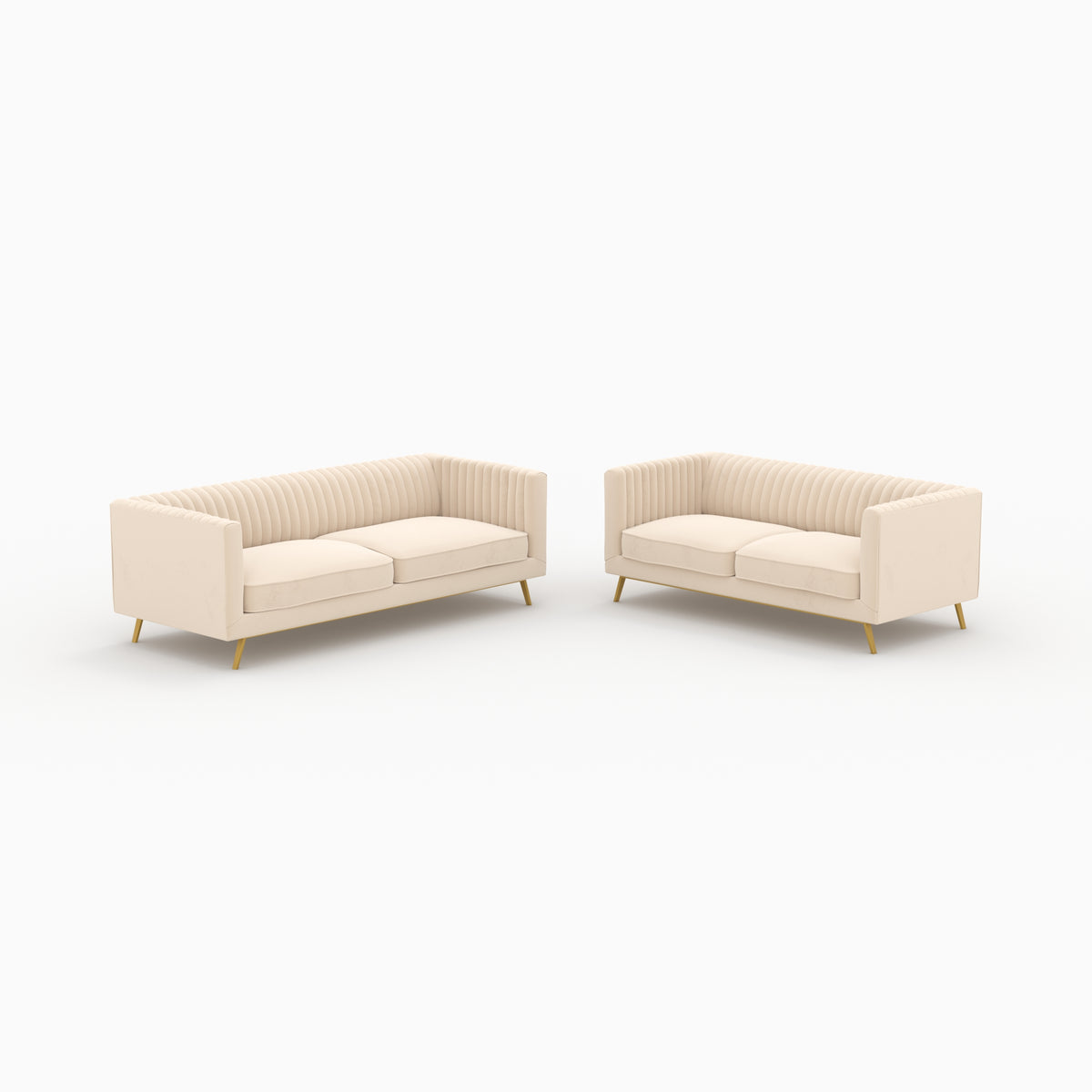 ensemble canapes en velours beige 5 places gatsby