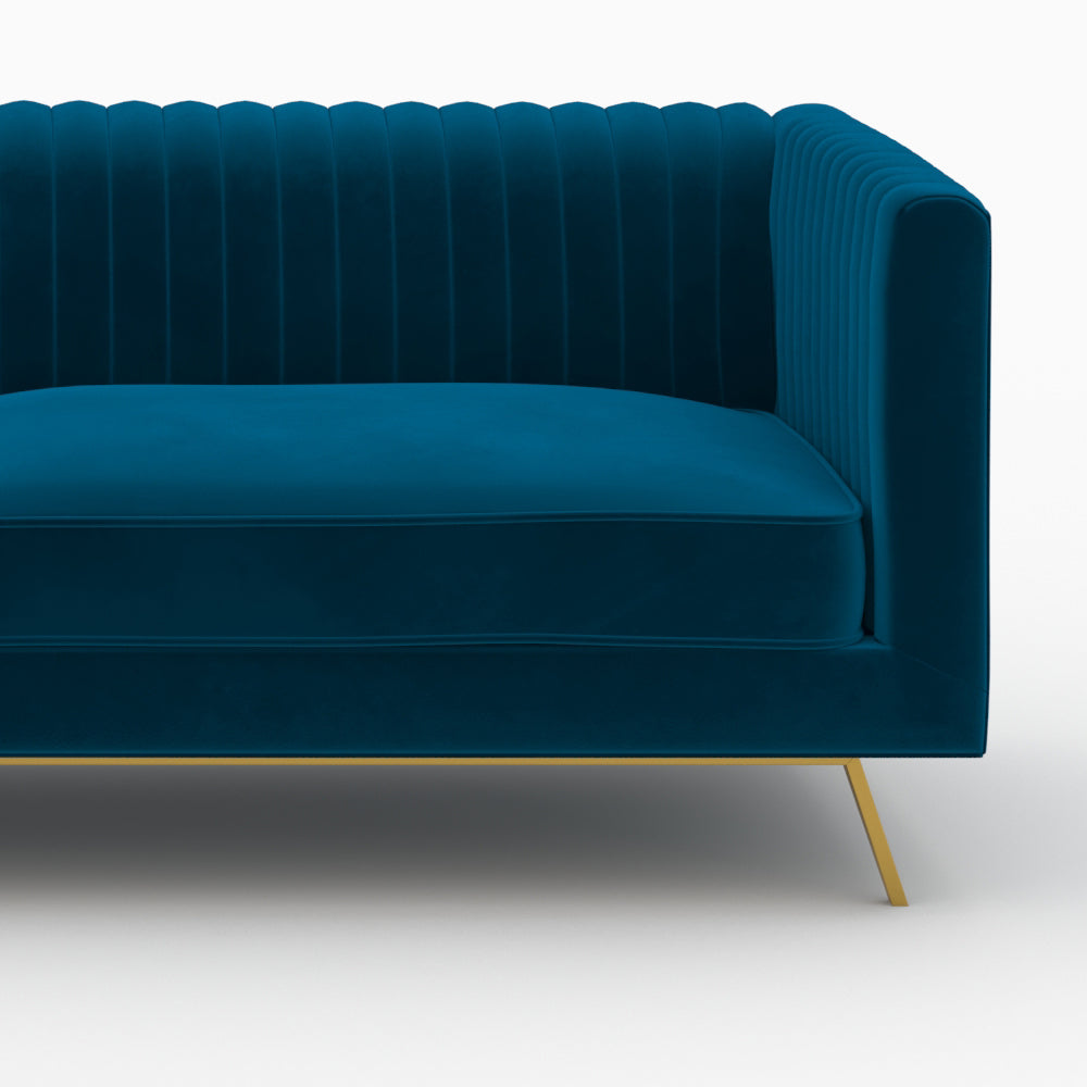 ensemble canapes velours bleu pieds dores