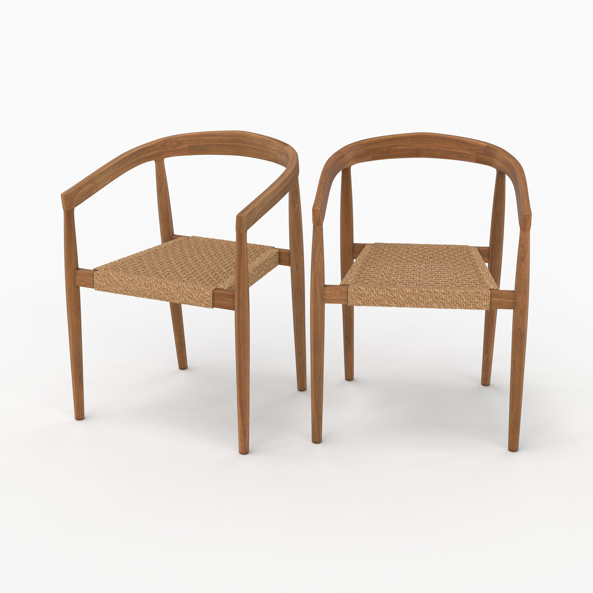 Ensemble chaises Bali teck vernis tressage synthétique