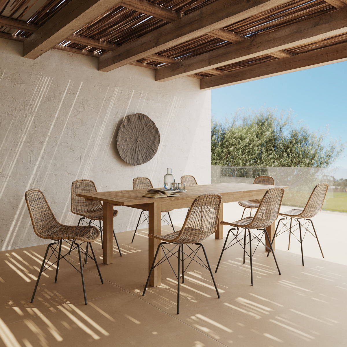 ensemble table et chaises de jardin tiptur 8 places bois et resine