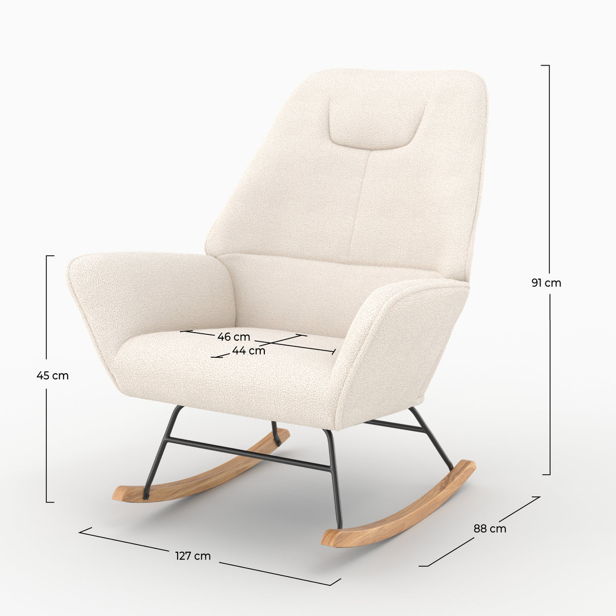 fauteuil balancelle shaun en tissu boucle blanc