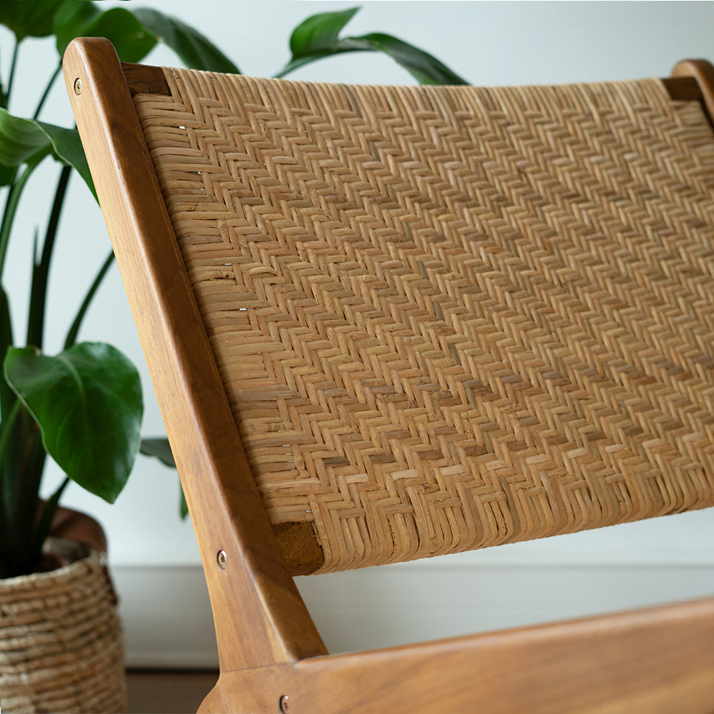 fauteuil bois de teck et tressage chevron kilka