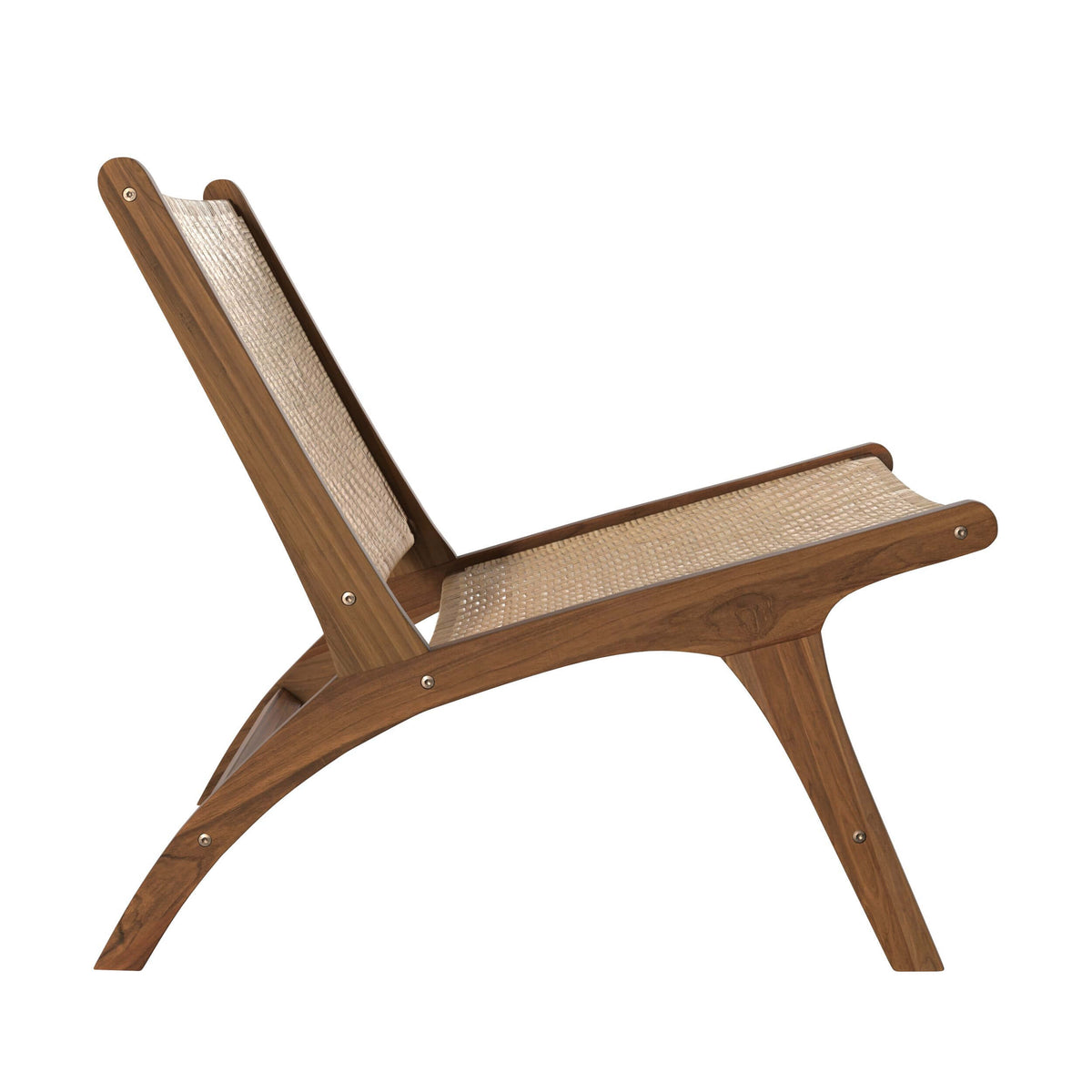 fauteuil bois de teck tressage chevron en rotin kilka