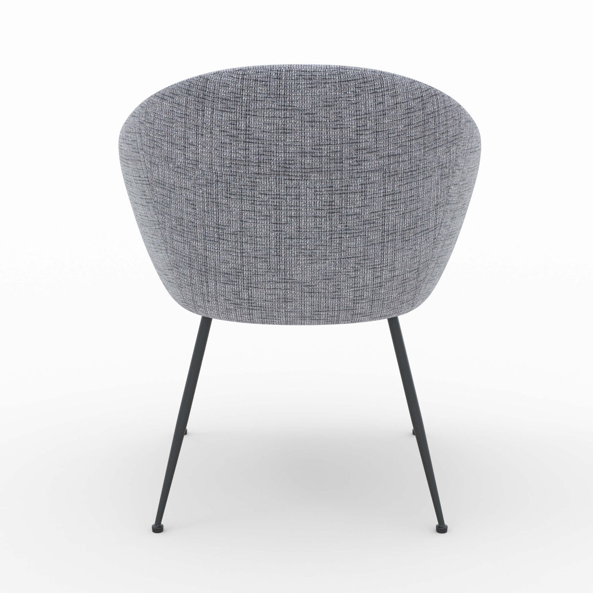 fauteuil confortable socky en tissu gris chine pieds fins noirs