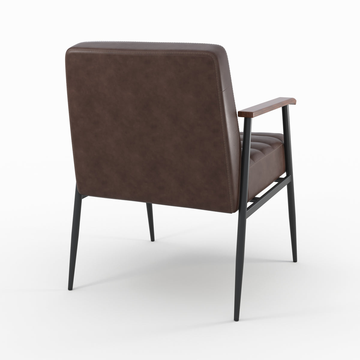 fauteuil cuir marron pieds metal noir hugues
