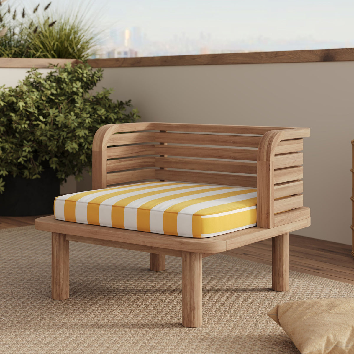 Fauteuil de jardin rayé jaune Kilda