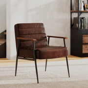 fauteuil en cuir accoudoirs hugues pieds noirs metal
