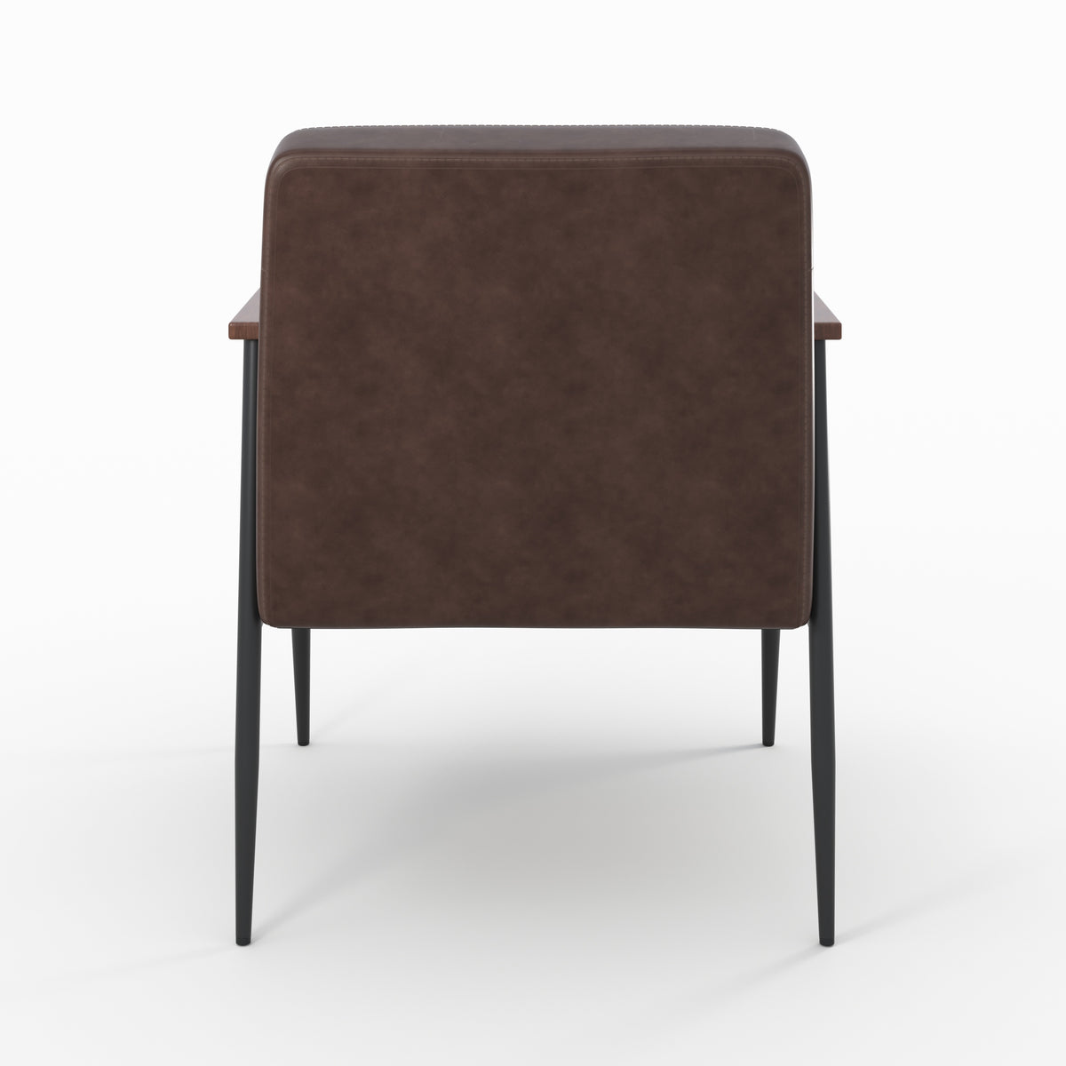 fauteuil en cuir marron pieds en metal noir hugues