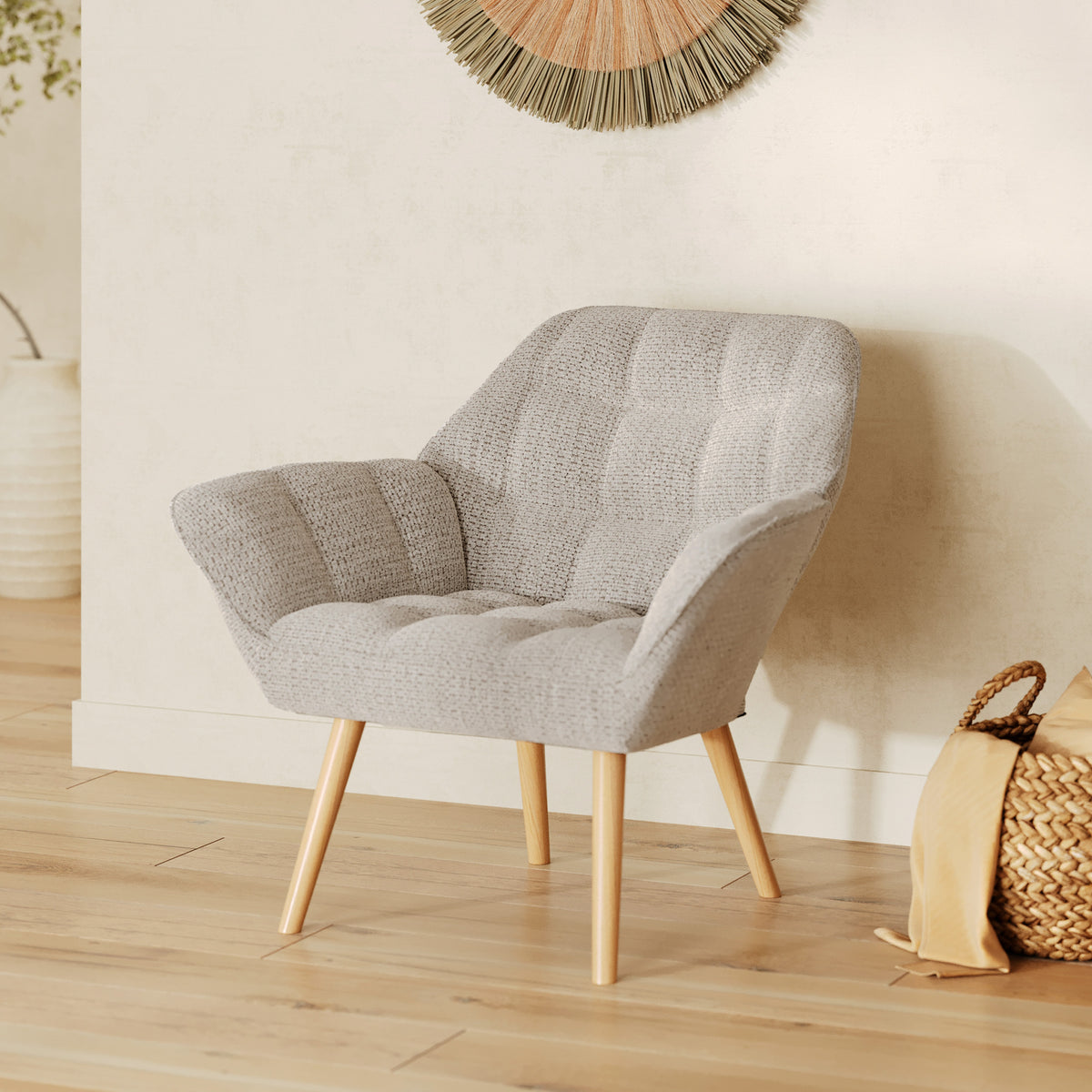 fauteuil en gris clair simba pieds bois