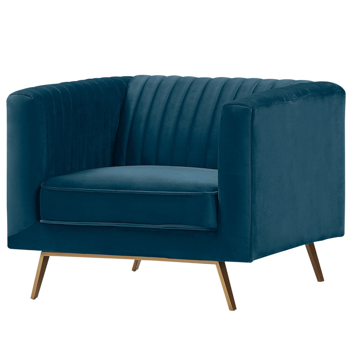 fauteuil en velours bleu pieds dore gatsby