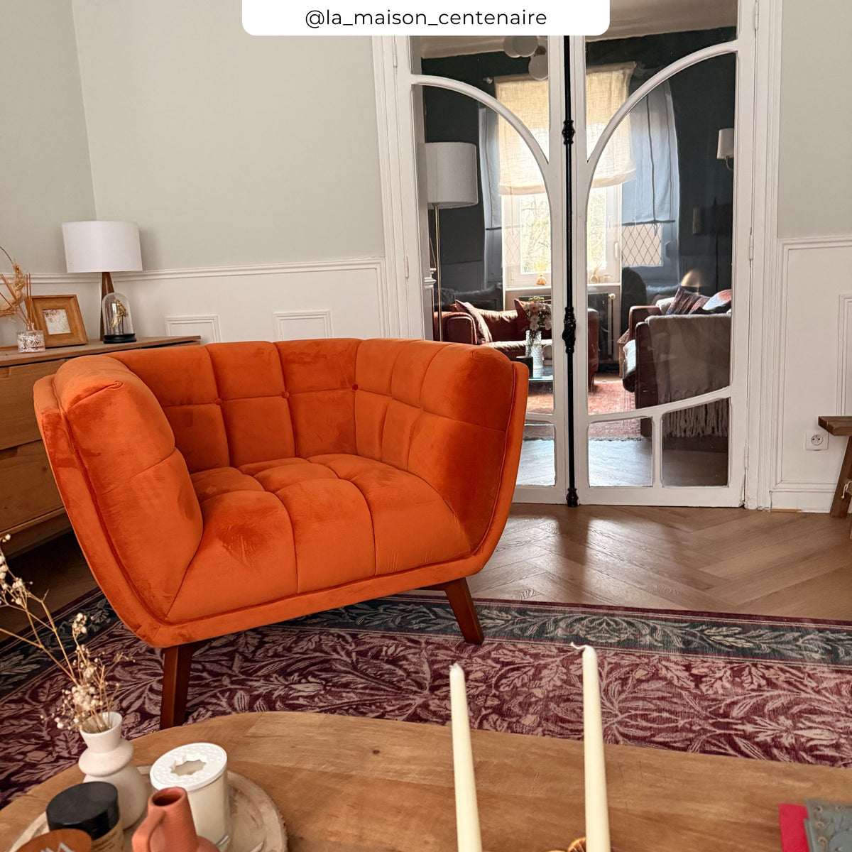 fauteuil en velours orange mona
