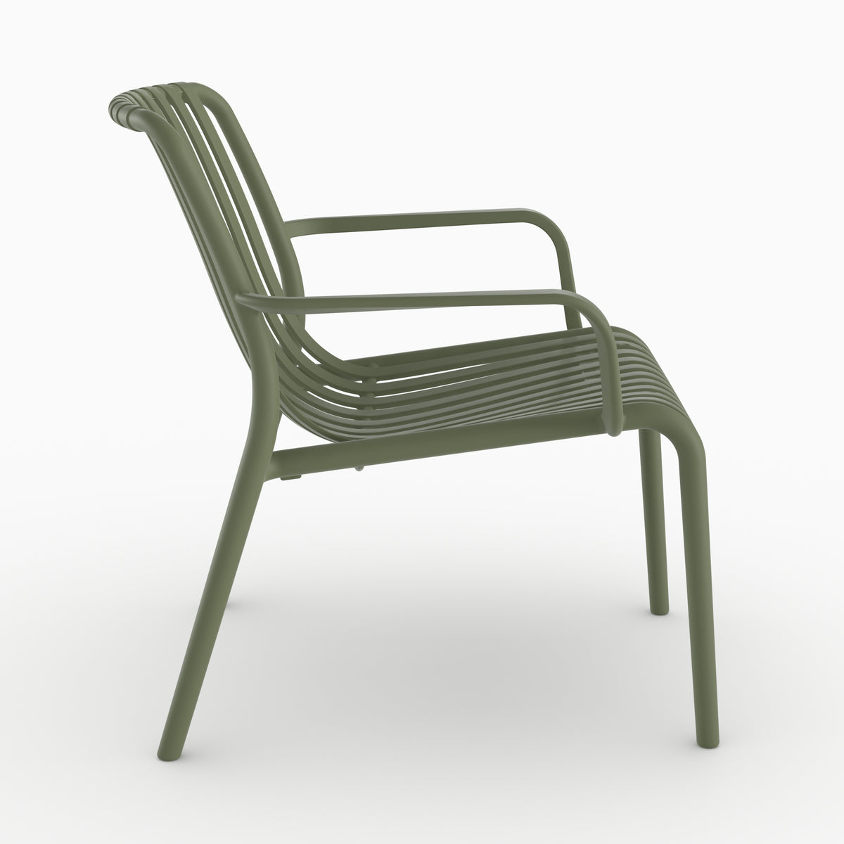 Fauteuil extérieur Ivy plastique vert kaki vue profil